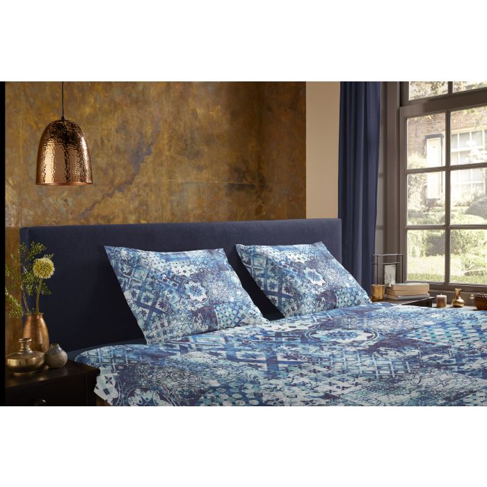 1-persoons dekbedovertrekset 140x220cm katoen-satijn nr:2115 blauw