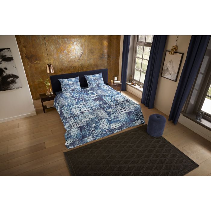 1-persoons dekbedovertrekset 140x220cm katoen-satijn nr:2115 blauw