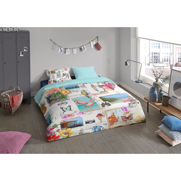1-persoons dekbedovertrekset 140x220cm microfiber nr:2345 multi