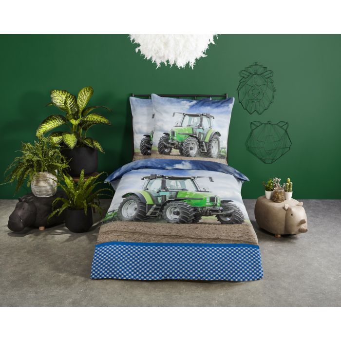 1-persoons dekbedovertrekset 135x200cm flanel nr:2422 groen