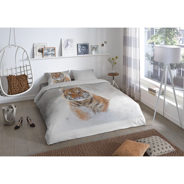 1-persoons dekbedovertrekset 140x200cm flanel nr:2424 grijs
