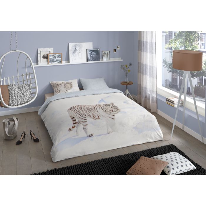 1-persoons dekbedovertrekset 135x200cm flanel nr:30120 gebroken wit