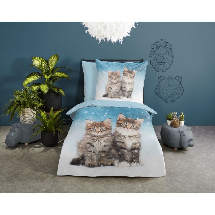 1-persoons dekbedovertrekset 140x200cm flanel nr:30139 blauw