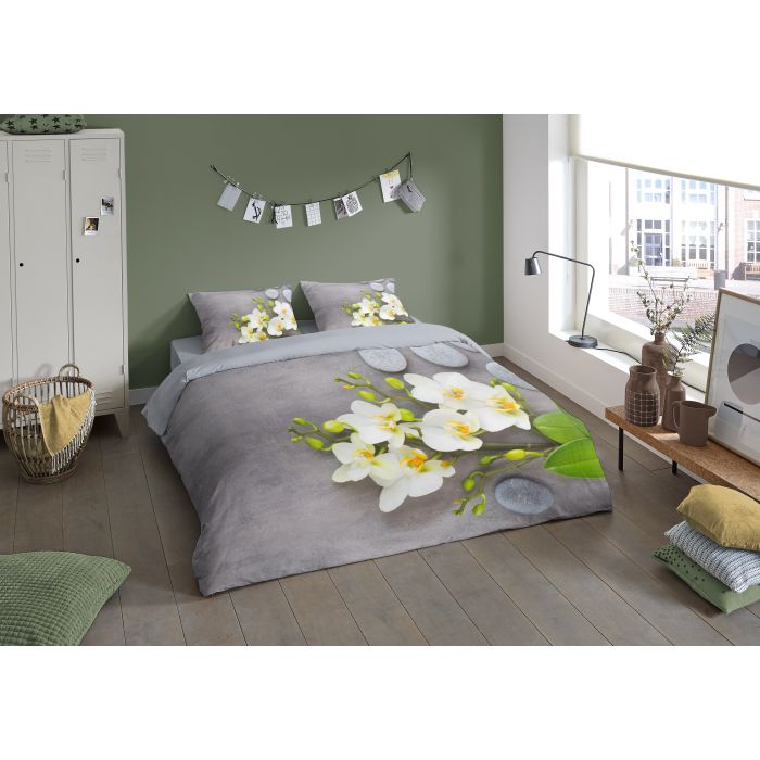 2-persoons dekbedovertrekset 200x220cm microfiber nr:30449 grijs