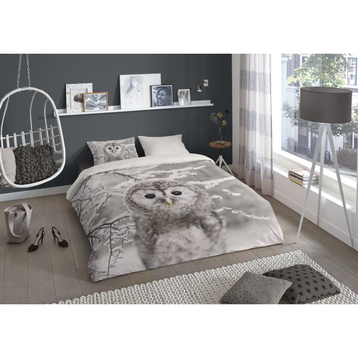 1-persoons dekbedovertrekset 140x200cm flanel nr:6700 grijs