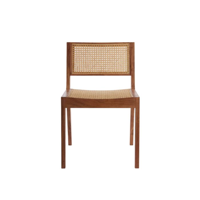 MELAKY houten fauteuil 52,5x49x77,5cm hout bruin en webbing naturel