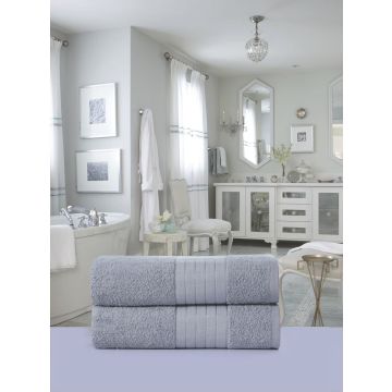 handdoekenset 70x140cm (2 stuks) nr:1000 zilver