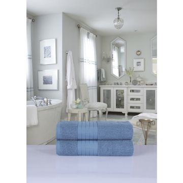 handdoekenset 70x140cm (2 stuks) nr:1000 ijs blauw