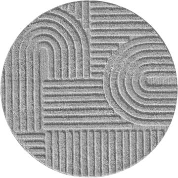 Art tapis poils longs rond Ø 80cm argent