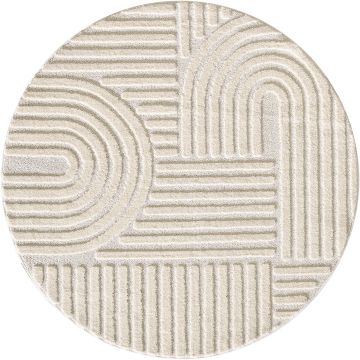 Art tapis poils longs rond Ø 80cm crème