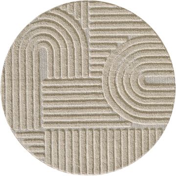 Art tapis poils longs rond Ø 80cm beige