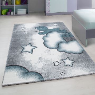 Kids Nuages tapis chambre d'enfant poils ras rectangle 160x230cm bleu
