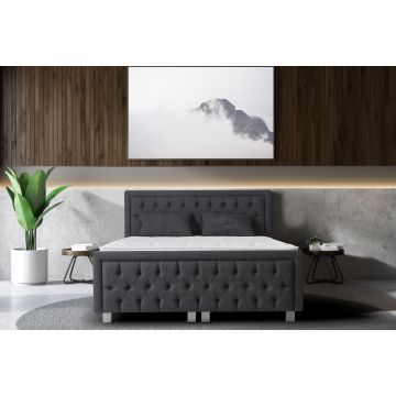 Royal opbergboxspring met voetenbord 180x200cm antraciet
