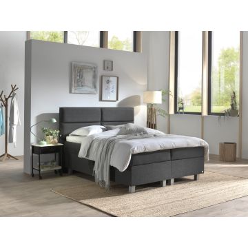 Quattro opbergboxspring 180x200cm antraciet met Hybrid topdekmatras