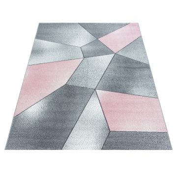 Beta 3D tapis poils ras rectangle 160x230cm roses