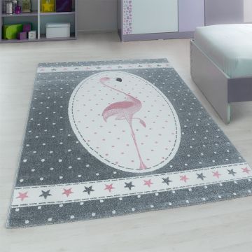 Kids Flamingo kinderkamer vloerkleed laagpolig rechthoek 160x230cm roze