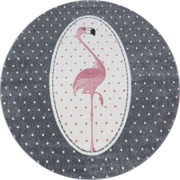 Kids Flamant tapis chambre d'enfant poils ras rond Ø 120cm roses