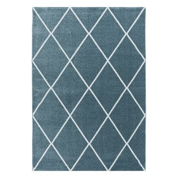 Rio Diago tapis poils longs rectangle 80x150cm bleu