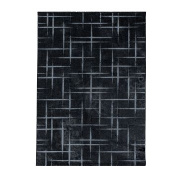 Costa Fisk tapis poils ras rectangle 160x230cm noir