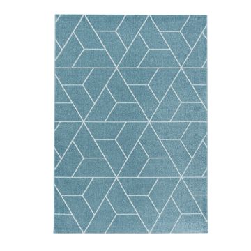 Efor Korz tapis poils ras rectangle 200x290cm bleu