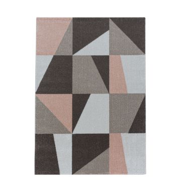 Efor Hexa tapis poils ras rectangle 120x170cm rose