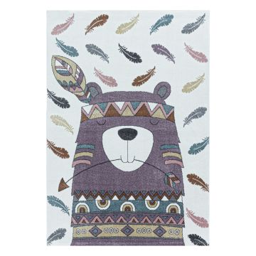 Funny Castor tapis chambre d'enfant poils ras rectangle 200x290cm violet