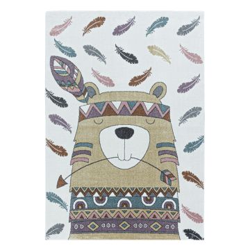 Funny Castor tapis chambre d'enfant poils ras rectangle 200x290cm jaune