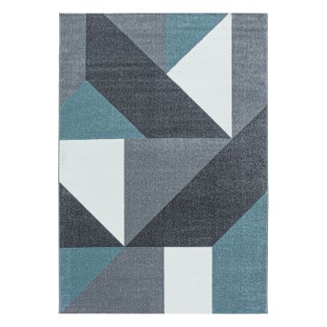 Ottawa Origami tapis poils ras rectangle 240x340cm bleu
