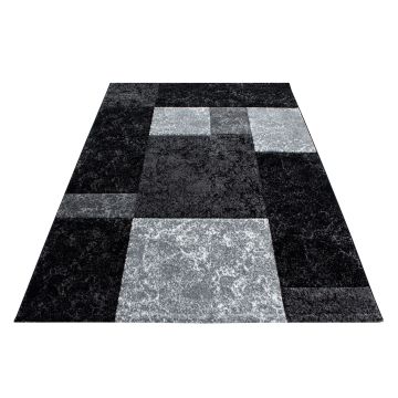 Hawaii Blocs tapis poils ras rectangle 200x290cm noir