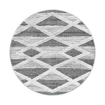 Pisa Trapeze tapis poils longs rond Ø 80cm gris