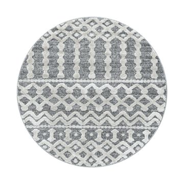Pisa Wavy tapis poils longs rond Ø 80cm gris
