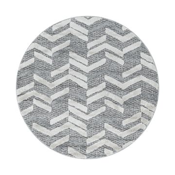 Pisa Zigzag tapis poils longs rond Ø 80cm gris