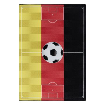 Play Terrain de football Allemagne antidérapant tapis de jeu chambre d'enfant poils court bouclé rectangle 80x120cm rouge