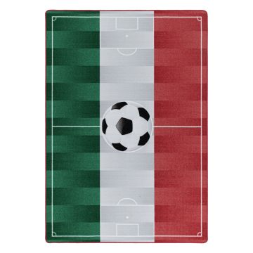 Play Terrain de football Italie antidérapant tapis de jeu chambre d'enfant poils court bouclé rectangle 80x120cm blanc