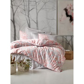 Cottonbox Saten Line çift kişilik nevresim takımı jardin gri