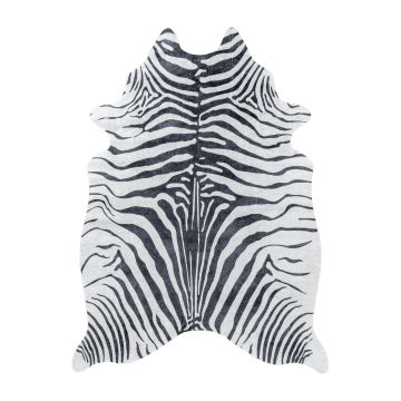 Etosha Zèbre antidérapant tapis tissé à plat rectangle 150x200cm peau d'animal (imitation) noir