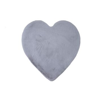 Caty Cœur tapis enfant uni duveteux poils longs 90x90cm argent