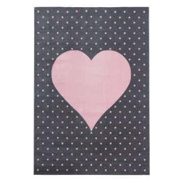 Bambi Cœur tapis chambre d'enfant poils ras rectangle 140x200cm roses