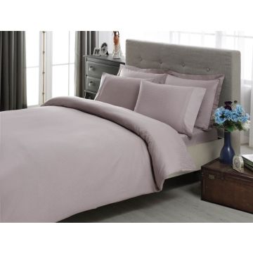 Taç Stripe saten çift kişilik nevresim takımı 200x220cm lila