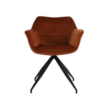 JAIMY eetkamerstoel velvet 62x52x81cm terra met zwart poten