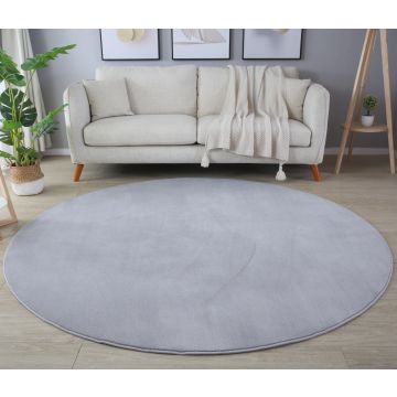 Sky tapis poils ras rond Ø 160cm argent