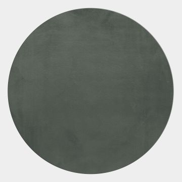Pouffy vloerkleed fluffy hoogpolig rond Ø 120cm groen