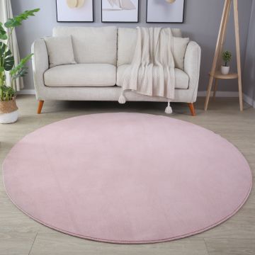Sky vloerkleed laagpolig rond Ø 120cm roze