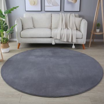 Sky tapis poils ras rond Ø 120cm gris