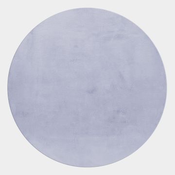 Pouffy vloerkleed fluffy hoogpolig rond Ø 160cm zilver