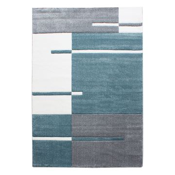 Hawaii Bande tapis poils ras rectangle 280x370cm bleu