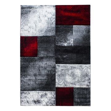 Hawaii Tétris tapis poils ras rectangle 140x200cm rouge