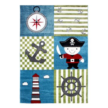 Kids Pirate tapis chambre d'enfant poils ras rectangle 140x200cm multicolore