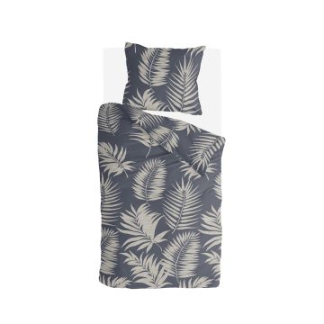 Pretty Palm dekbedovertrek 140x220cm grijs/blauw