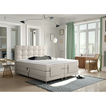 Arizona 1.0 elektrische boxspring 180x200cm beige met NASA topper